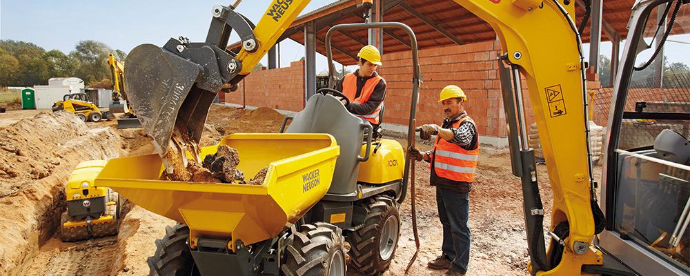 Raddumper Wacker Neuson 1001 und Kettenbagger Wacker Neuson EZ28 Action