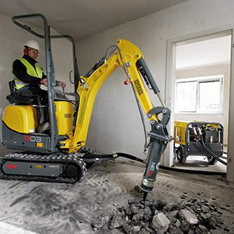 Kettenbagger Wacker Neuson 803 dual power und HPU8 Action Abbruch