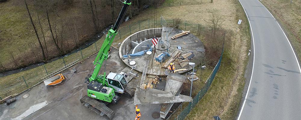 Teleskopkran Raupenkran Kran Sennebogen 613 R Action