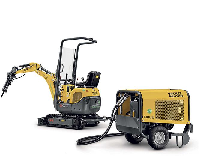 Kettenbagger Wacker Neuson 803 dual power und HPU8 Studio