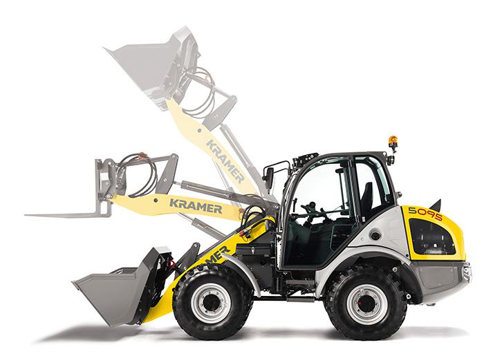 Radlader Lader Stapler Schaufellader ungeteilter Rahmen Allradantrieb Allrad Kramer Kramer 5095 Studio links aussen
