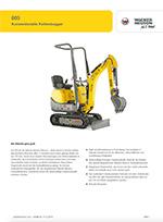 Produktinformation Datenblatt zum Kettenbagger Raupenbagger Bagger Raupe Kompaktbagger Wacker Neuson 803