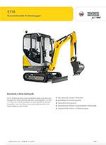 Produktinformation Datenblatt zum Kettenbagger Raupenbagger Bagger Raupe Minibagger Wacker Neuson ET16