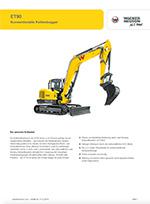 Produktinformation Datenblatt zum Kettenbagger Raupenbagger Bagger Raupe Kompaktbagger Wacker Neuson ET90