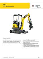 Produktinformation Datenblatt zum Zero Tail Bagger Kettenbagger Raupenbagger Raupe Wacker Neuson EZ17