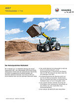 Produktinformation Datenblatt zum Teleskoplader Teleskop Lader Allrad Allradlenkung ungeteilter Rahmen Kramer 4007