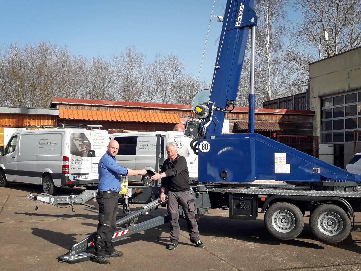 Übergabe Böcker Anhängerkran AHK 30/1500 KS an das Baugeschäft Brachmann in Nordhausen