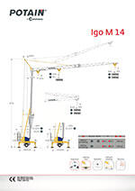 Datenblatt Produktinformation zum Turmdrehkran Untendreher Potain Igo M 14