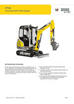 Produktinformation Datenblatt zum Kettenbagger Raupenbagger Bagger Raupe Kompaktbagger Wacker Neuson ET18