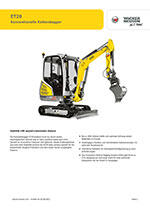 Produktinformation Datenblatt zum Kettenbagger Raupenbagger Bagger Raupe Kompaktbagger Wacker Neuson ET20