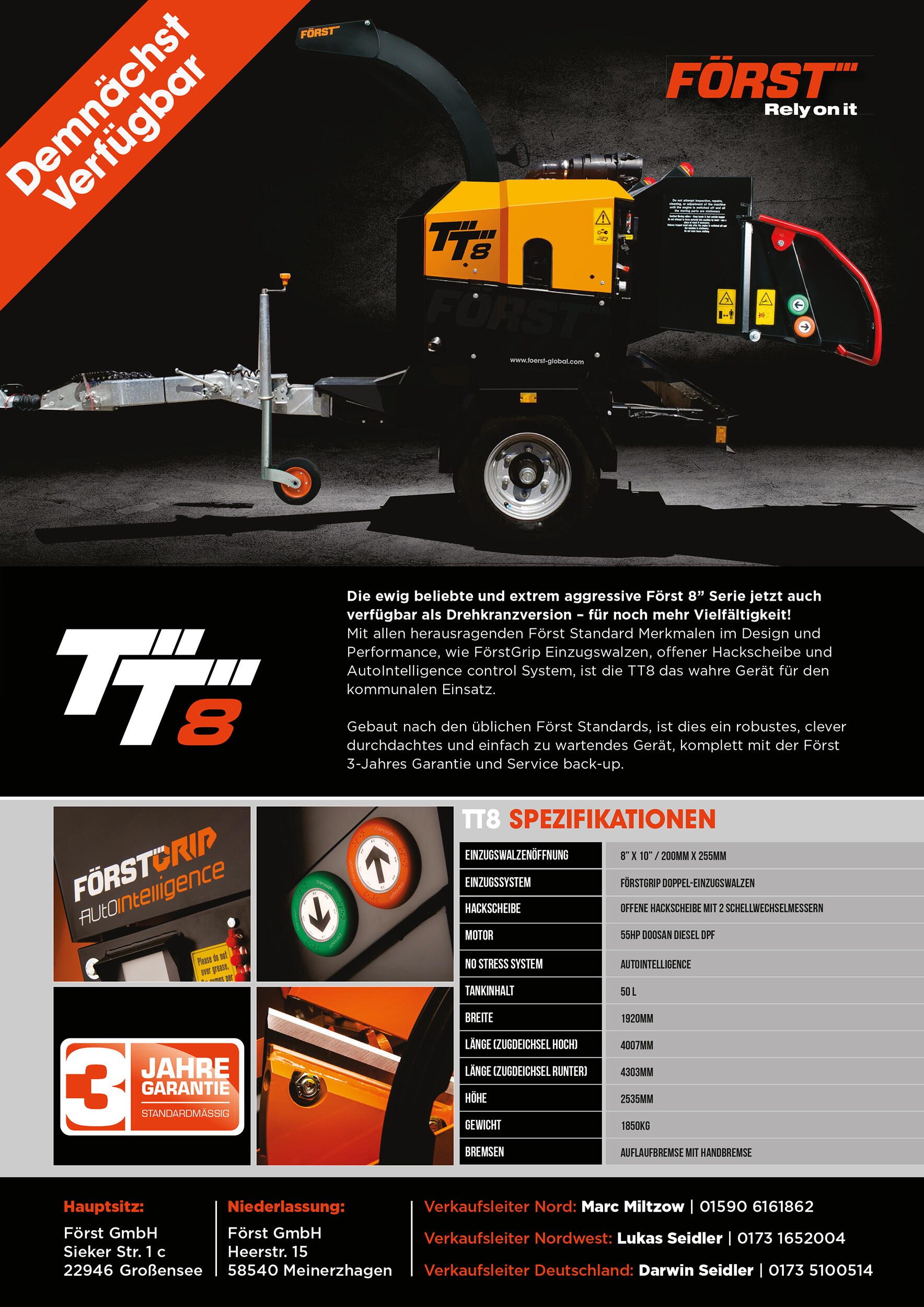 Först TT8 Häcksler Holzzerkleinerer mit Drehkranz